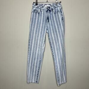 Pacsun Blue‎ Striped Cotton Zip Fly Tapered Denim Mom Jeans Women's Size 22